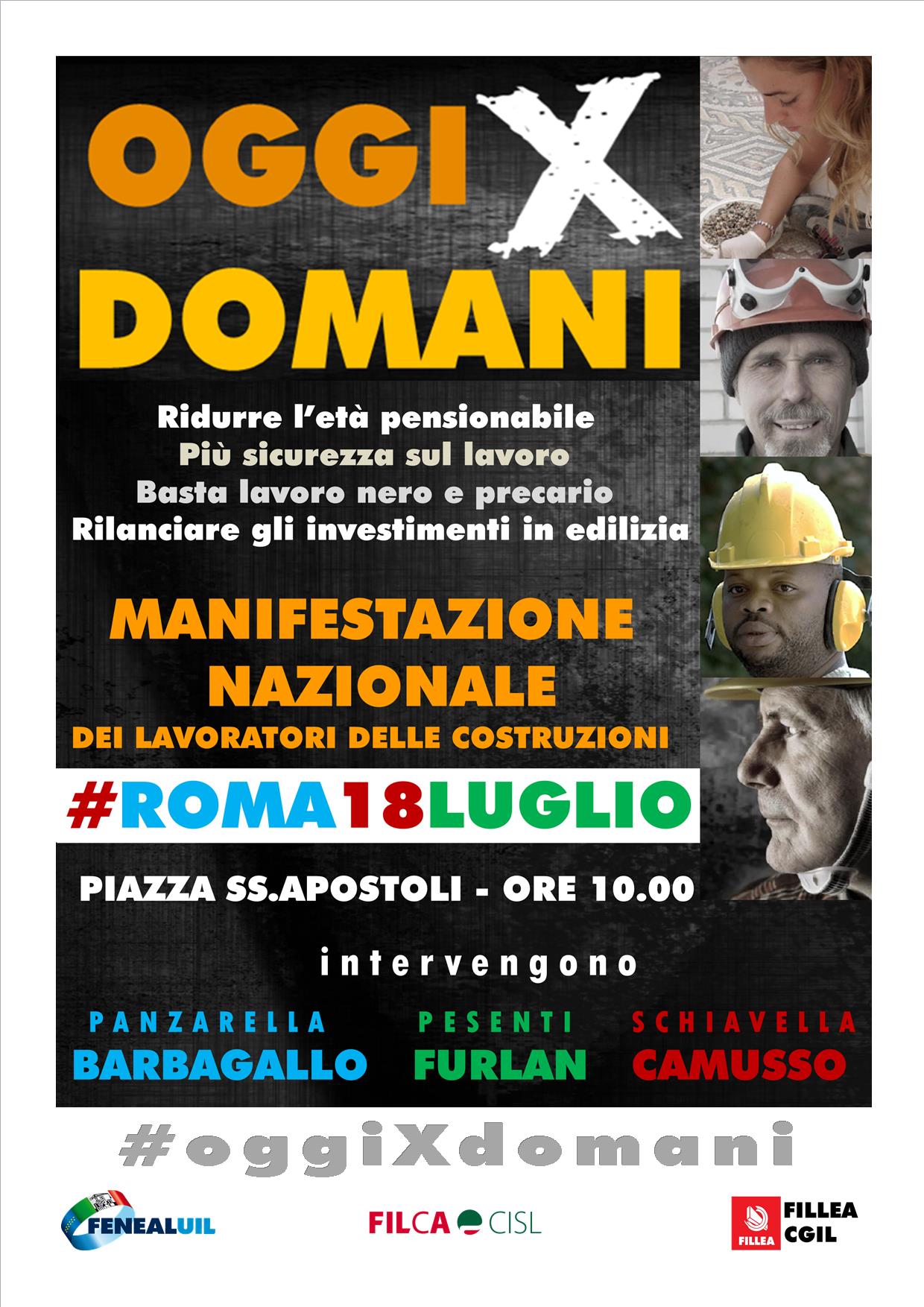 Sabato in piazza, manifestazione nazionale FILLEA FILCA FENEAL