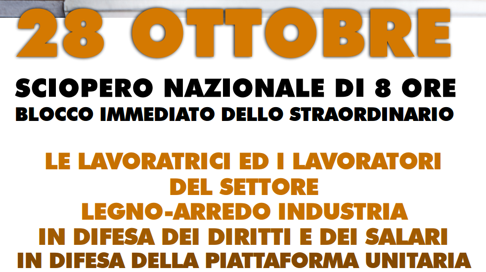 CCNL LEGNO, TRATTATIVE INTERROTTE: 28/10 SCIOPERO DI 8 ORE